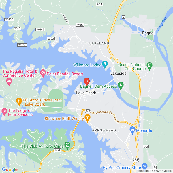 Four Boys Roofing Lake Ozark location map